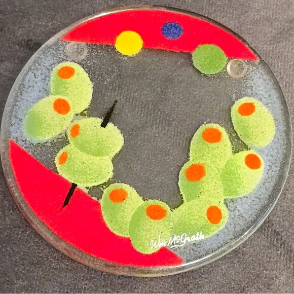 Fused art glass cocktails coasters set of 4 Colorful Fruits by William McGrath - Picture 2 of 8